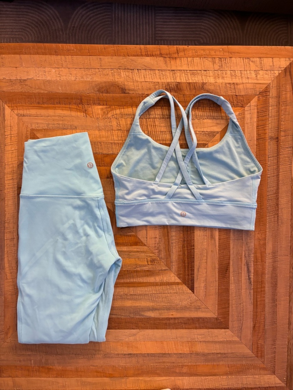 lululemon athletica pool blue Sports Bra and Leggings Set
